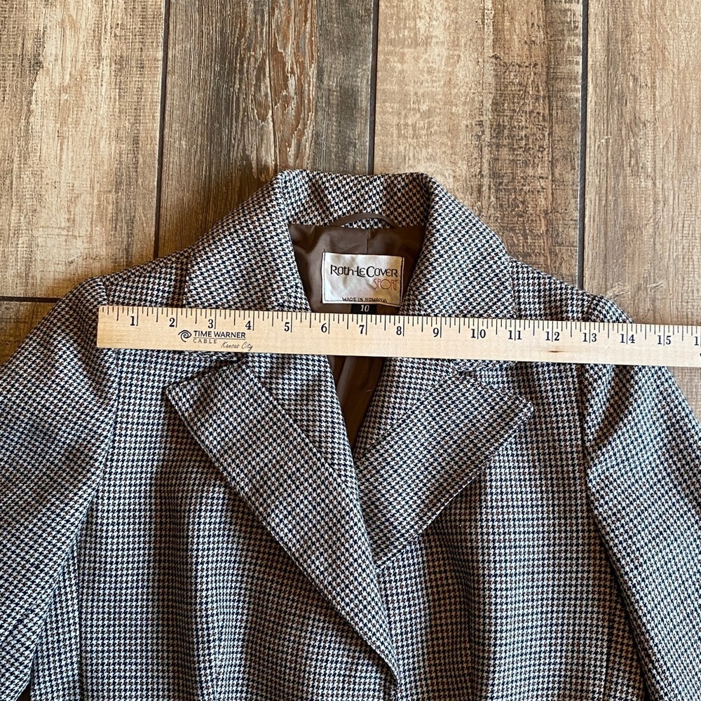 Vintage Roth-Lecover Black and Brown Houndstooth Blazer wool/polyester - Picture 9 of 13